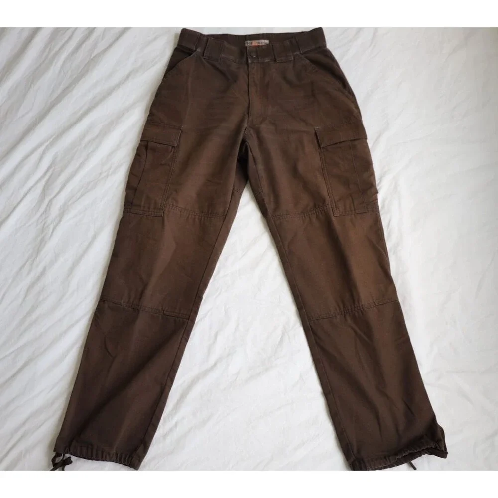 5.11 Tactical Pants Mens Medium Regular Brown Ripstop Cargo Drawstring Hem 30x31